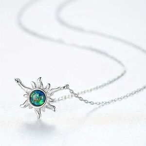 925 Sterling Silver/Opal Sunflower Necklace New in Packaging